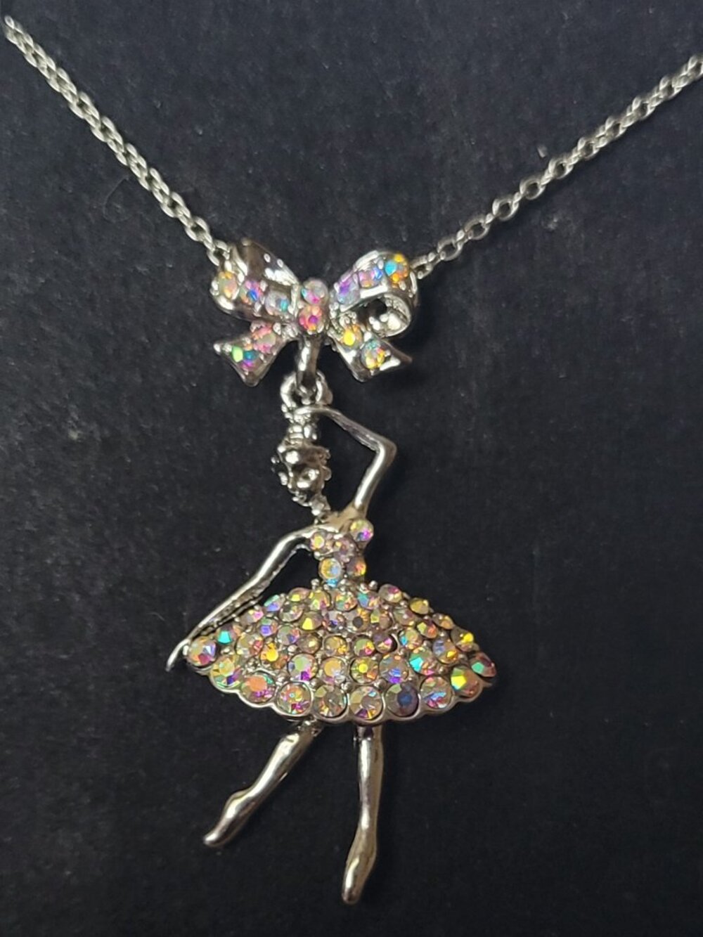 Lovely Dancing Ballerina of Multifaceted Rhinestones Necklace